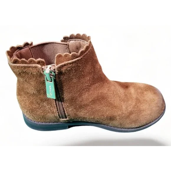 Michael Kors Girl's Ankle Booties Brown Faux Suede Zippers MK Logo Shoe Size 11K - Picture 4 of 11